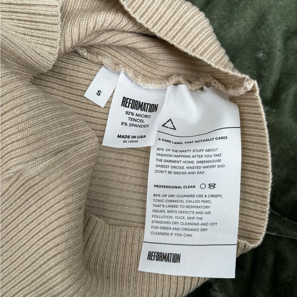 Reformation cropped ribbed tan tank size small - Picture 3 of 3